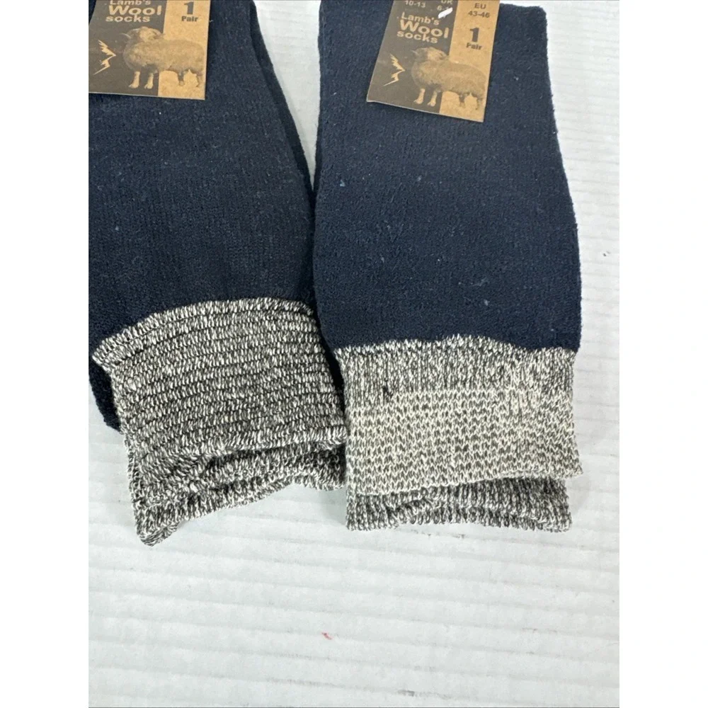 Lamb's Wool Blend Socks NEW Men's US 10-13 Lot of 2 Gray Blue Calf Length 1398